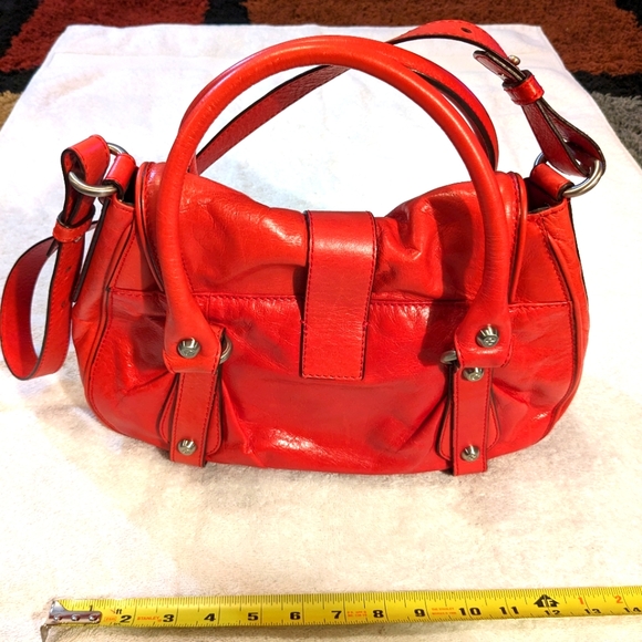 Francesco Biasia Handbag Purse Satchel - Calf Leather - Coral Color- Ex Cond - Picture 4 of 14